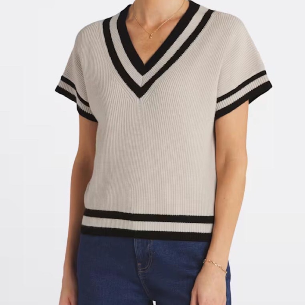 EVOLUTION BY CYRUS Blaze Short Sleeve Sweater— Petite Medium